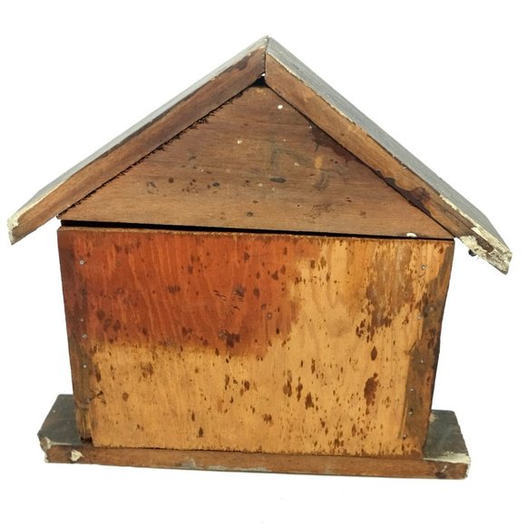 ANTIQUE VINTAGE HANDCRAFTED ART WOOD LOG CABIN NOTE PAD HOLDER - Picture 6 of 6